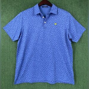 Masters Clubhouse Collection Blue Magnolias Jacquard Golf Polo Shirt Mens Large